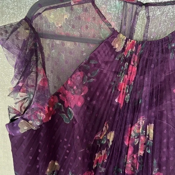 Ieena for Mac Duggal Purple Floral Cap Sleeve A-Line Tulle Dress NEW Size 8  $398